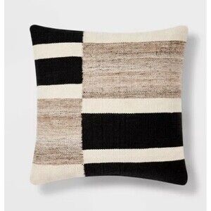 Threshold Oversized Blocked Woven Square Throw Pillow 24x24 Black NEW